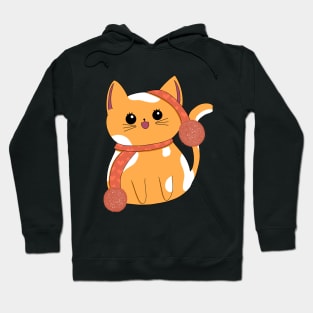 Orange Winter Cat Hoodie